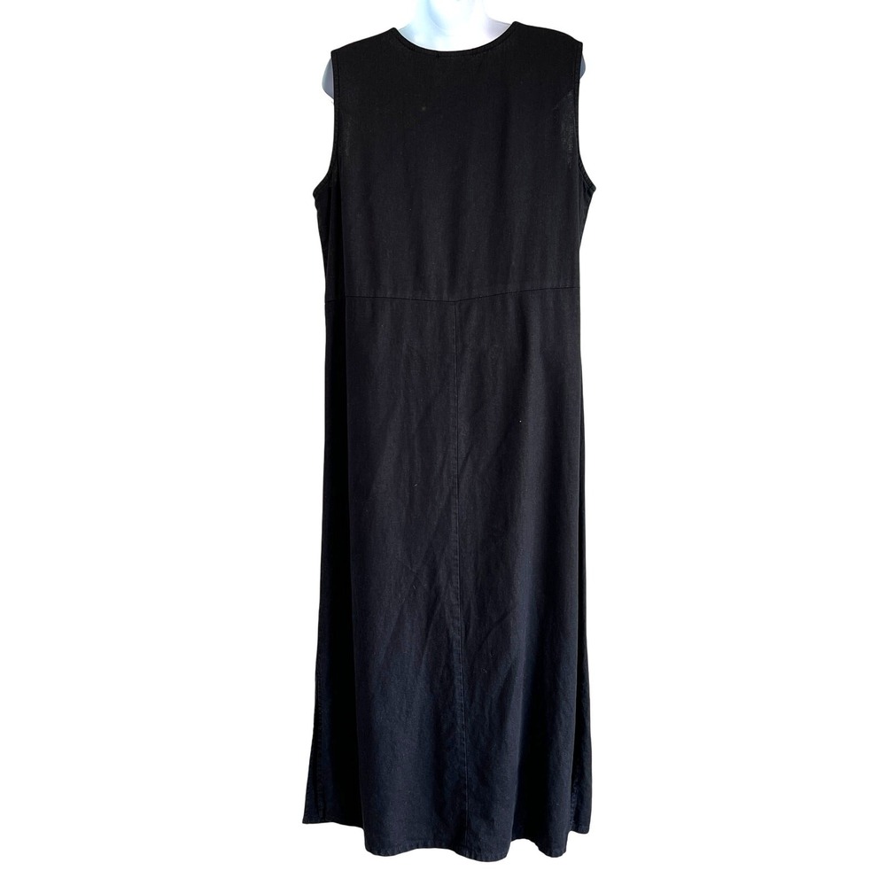 Studio Ease Linen Blend Maxi Dress Sz 14 Black Minimalist Art Teacher Lagenlook - Picture 3 of 6